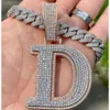 Pendentif personnalisé personnalisé 925 Silver Diamond VVS Baguette Moisanite Iced Out Letter Pendant Fine Jewelry Collier