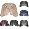 SHOUWS VINTAGE FLAPPER SHAWL SHAWIN KRIJKEN Korte Kaap kralendecoratie Wedding Party Mesh Short Cover Up Dress Accessoire