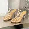 Slippers Summer Ponto Poee Fashion Sexy Sexy Women Women Hollow Out Gladiator Multi Colors Shoes High Party Woman 2024