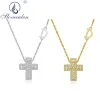 Halsketten Slovecabin 925 Sterling Silber Double Mini Cross Anhänger Halskette D bild Twist Chain Belle Epoque Koreanschmuck Italien