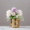 Vases Decoration Golden Vase Table Hydroponic Home Room Flower Dining Container High-end Electroplating Arrangement Glass