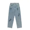 Jeans masculin masculin de cargaison de jambe large streetwear streetwear fashion coréen lâche vêtements masculins hétéro