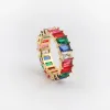 Groupes Luxury Band Rainbow Anneaux Baguette Crystal For Women Men Party Gift Caders