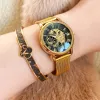 Kits Verzoeken mode Luxe Rose Golden Skelet Women Mechanisch horloge Romeinse cijfers transparante horloges roestvrijstalen klok