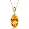 Necklaces Vintage Yellow Crystal Citrine gemstones diamonds Pendant necklaces for women 18k gold color choker jewelry party bijoux gifts