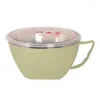 Bowls Instant Noodle Bowl Double-Lay Isolation med Cover Anti-Scaling Fresh-Keeping Box 304 Rostfritt stål Koreanska