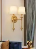 Wall Lamps TINNY American Brass Lamp Indoor Living Room Bedroom Bedside Retro Villa El Corridor Hallway Lampl