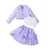 Clothing Sets Kids Girl 3 Piece Outfit Sleeveless Camisole And Butterfly Print Tulle Skirt Long Sleeve Button Coat Set