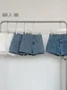 Women's Shorts Woman Sexy All-match Jean Pants Kawaii Denim Fashion Gyaru Y2k Plaid Button Pockets Wash High Waist Slim