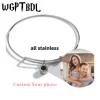 Strands WGPTBDL Photo Bangle Proyection Projection Bracelet Charm with Your Picture Family Memory Monther's Day Giftable Ajustable