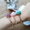 Strands BM40673 Natural Amazonite Rose Quartz Bracelet Smoky Cheplip Chain