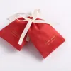 Display Red Flannel Ribbon Gift Bags 7x9cm 9x12cm 10x15cm18x30cm Eyelashes Hair Makeup Packaging Sack Jewelry Suede Drawstring Pouches