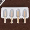 Baking Moulds 4 Cell Silicone Ice Cream Mold Cube Maker Tray Barrel DIY Dessert Mould With Popsicle Stick Bag Molds