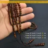 Brins MSL104 Perles de chapelet de haute qualité 99 Perles de prière Natural Palm Fruit Kuka Tasbih Charm Bracelet 410 mm Dyé Brown