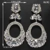 Other Fashion Round Crystal Exaggerated Earrings Temperament for Women Hollow Oversize Rhinestone Hanging Earrings Wedding Jewelry 240419