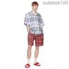 High End Buurberlyes kostium dla kobiet mężczyzn mężczyzn w szachownicy Kaptew Firble Red Sticky Fibre Shorts Starszy marka Casual Summer Designer Shorts