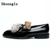 Klänningskor Shooegle Men Luxury Customized Furry Hair Autumn Fashion päls slip-on loafers röker casual man fest