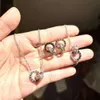 Ожерелье браслет с двойным кольцом римские цифровые инкрустированные ювелирные украшения из циркона, модный браслет из нержавеющей стали, серьги невесты, ожерелье, три части 642 313