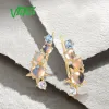Örhängen Vistoso äkta 14k 585 gula guldörhängen för kvinnor mousserande opal blåmånsten topas stjärna örhängen känsliga fina smycken
