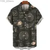 Męskie koszule męskie męskie koszula letnia moda Navigation Graphic 3D Printing z krótkim rękawem swobodny top męski luźna koszula YQ240422