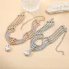 Chains 2024 Super Sparkling Necklace Full Ornament Women's Water Droplet Glass Pendant Bridal