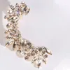 Backs Earrings 2024 Fashion Crystal Ear Clip For Women 1 Pcs Rhinestone Left Cuff Silver Plated Earring No Piercing Jewelry