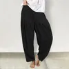 Pantalon féminin élégant à jambe large harem long pantalon à toucher la peau plissée d'été plissée quotidienne