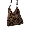 Shoulder Bags Female Single-Shoulder Bucket Bag Corduroy Multi Purpose Solid Color/ Leopard Print Chain Handbag Storage For Women