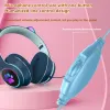 Casque / casque Nouvel écouteur d'oreille de chat câblé réduction du bruit enfite double micro virtuel 7.1 Éclairage LED mignon Girl Gaming Gaming