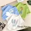 T-shirts '2022 Kids Boy 3 Pieces Tshirt Girl Short Sleeve Tops Children Cotton Tees Summer Kids Clothes Fashion Loose T Shirts