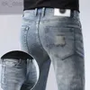 Men's Jeans designer Embroidered High end Men's Jeans Spring/Summer New Casual Slim Fit Small Straight Elastic Pants Thin Style