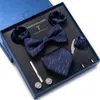 Urlaubsgeschenk Tie Taschentuch Pocket Squares Cufflink Set Killie Box gestreift dunkelblau Aprilscherz Tag 240412