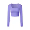 Active Shirts Autumn Winter Nude Feel Sports Fitness Top With Chest Cushion Long Sleeved Women's Mesh Back Skincare Breathable Yoga Vest