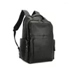Backpack Thick Black Coffee Bark Pattern Genuine Leather 15.6'' Laptop Women Men Travel Bag Highend Large Big Vintage M0088