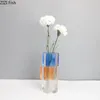 Vases Colored Crystal Cylinder Glass Vase Flowers Pots Desk Decoration Flower Arrangement Creative Floral Room Aesthetic Decor