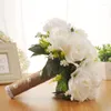 Bröllopsblommor Hongfuyu Vackra vita brudbrudtärna blommatillbehör bukett konstgjorda rosbuketter