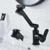 Badrumsvaskar kranar 1080 ° Swive Universal Rotating Faucet Basin Black/Silver Alloy Cold Mixer Shower Head Aerators For