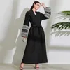 Ethnic Clothing Latest Design Fashion Embroidery Kimono Oversized Muslim Robe Syari Female Full Length Muslim Outerwear Open Abaya With Belt d240419