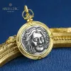 PENDANTS GRECE HELIOS Monete d'argento Charm 18K Gold Two tono solido 925 Silver Roman Coin Pendente solo N1081