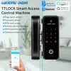 Kontrolltillverkare Direct Sales Ttlock App Smart Office Intelligent FingerPrint Bluetooth WiFi Digital Glass Door Lock Ingen borrning