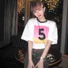 Kadın T-Shirt Tasarımcısı Shenzhen Nanyou 24 Bahar Yeni Numara 5 Beyaz İçi Boş Gevşek Kısa Knolu Tişört Gradyan Renk 1B95