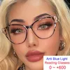 Sexy Cat Eye Computer Reading Glasses Retro Leopard Female Eyewear TR90 Anti Blue Light Fashion Ladies Glasses Frame 0~ 600 240415