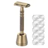Blades Butterfly Open Safety Razor for Men Safety Razor with 5 Blades Fits All Double Edge Razor Blades