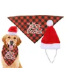 Cat Costumes Pet Santa Hat Washable Scarf Wesołych Świąt Zestaw kostiumów Święto nakrycia głowy Regulowane szczeniaki