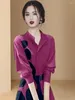 Casual Kleiderbüro Damen Schwarz bedrucktes Mini-Hemd für Frauen 2024 Herumnfamele Elegantes langärmeliges schlankes Pendelkleid