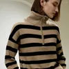 Camisolas femininas Lilysilk listrado suéter listrado para mulheres 2024 Polotramento de inverno Polo de gola alta