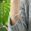 Strands Ashiqi Natural Hetian Jade Bamboo -Chain 925 Серебряный серебряный колокольчик браслет для женской девочки подарки модные украшения свадьба свадьба