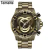 Kashchi Spring Antique Bronze Relógio de aço impermeável Banda de aço Casual Mens Watch Watch