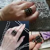 Cluster Anneaux Kinel Fashion Gold / Silver Color Punk Ring Wide Brassement Stripes Émail de la ligne de vague en émail pour femmes bijoux