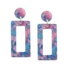 Stud Earrings Bohemia Flower Resin Studs For Women Chunky Geo Rectangle Pendant Post Fashion Jewelry Pendientes Cute Earring